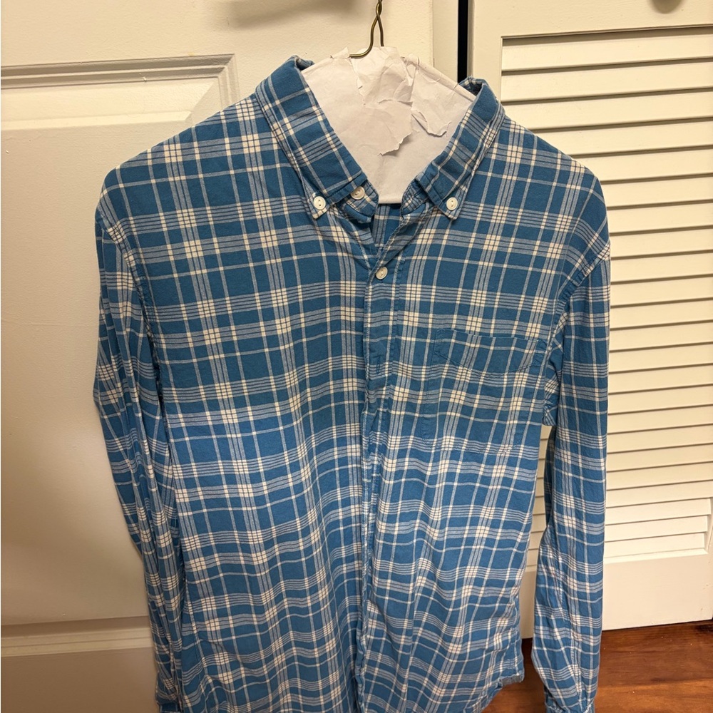 Bonobos Blue and White Plaid Casual Shirt size M tailored fit